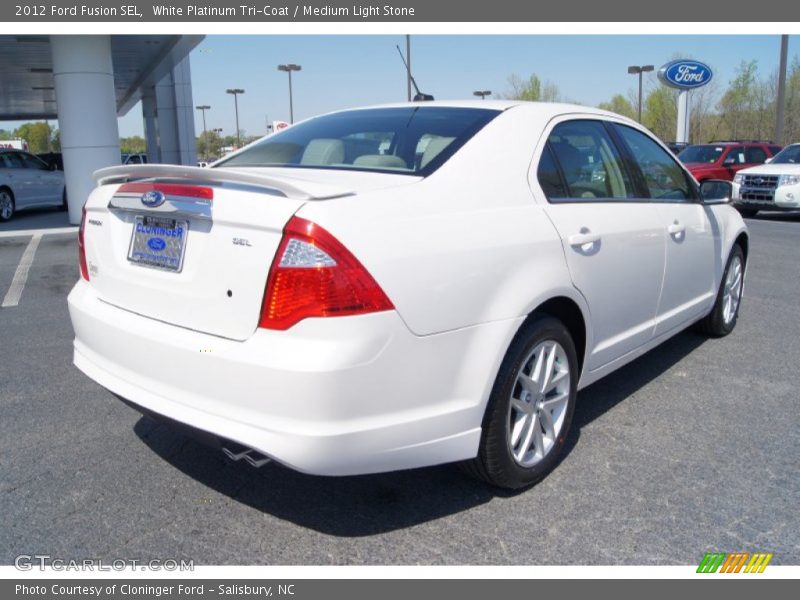 White Platinum Tri-Coat / Medium Light Stone 2012 Ford Fusion SEL