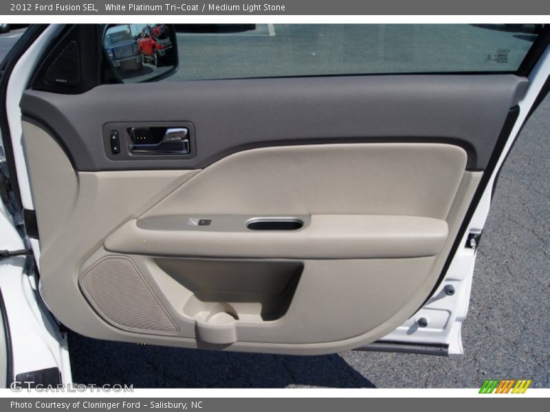 White Platinum Tri-Coat / Medium Light Stone 2012 Ford Fusion SEL