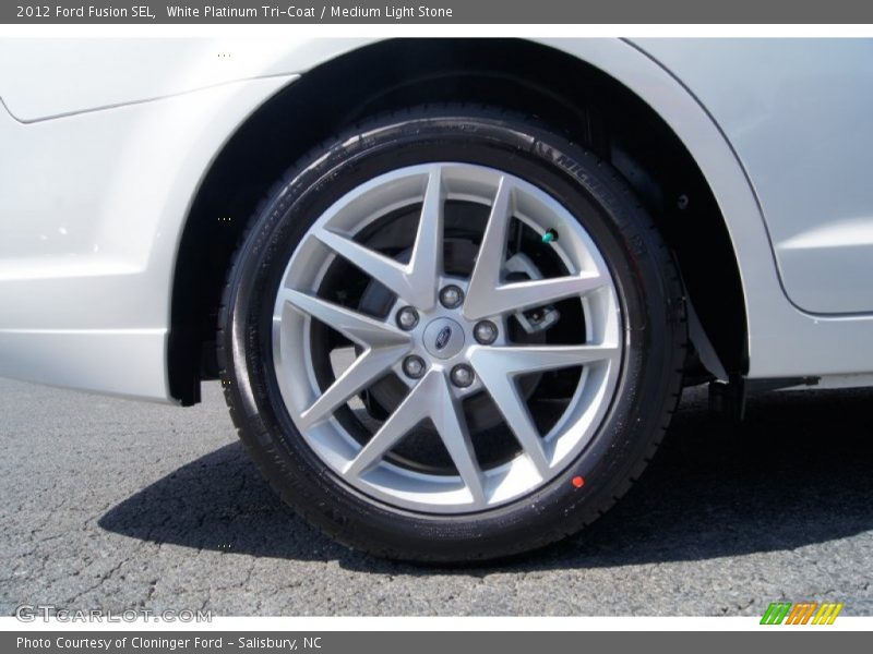 White Platinum Tri-Coat / Medium Light Stone 2012 Ford Fusion SEL