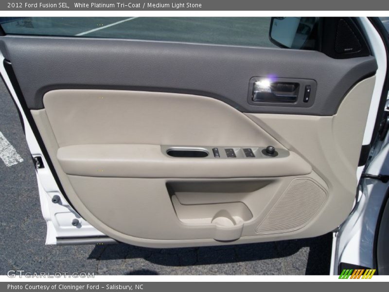 White Platinum Tri-Coat / Medium Light Stone 2012 Ford Fusion SEL