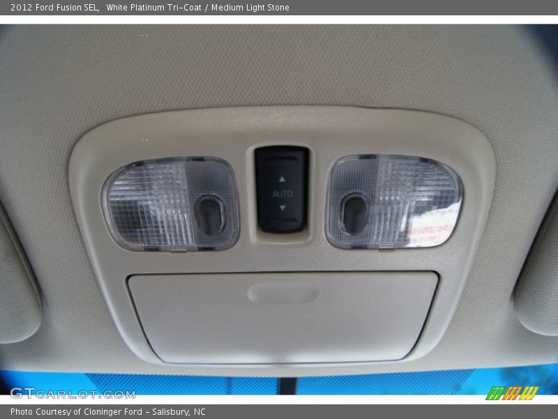 White Platinum Tri-Coat / Medium Light Stone 2012 Ford Fusion SEL
