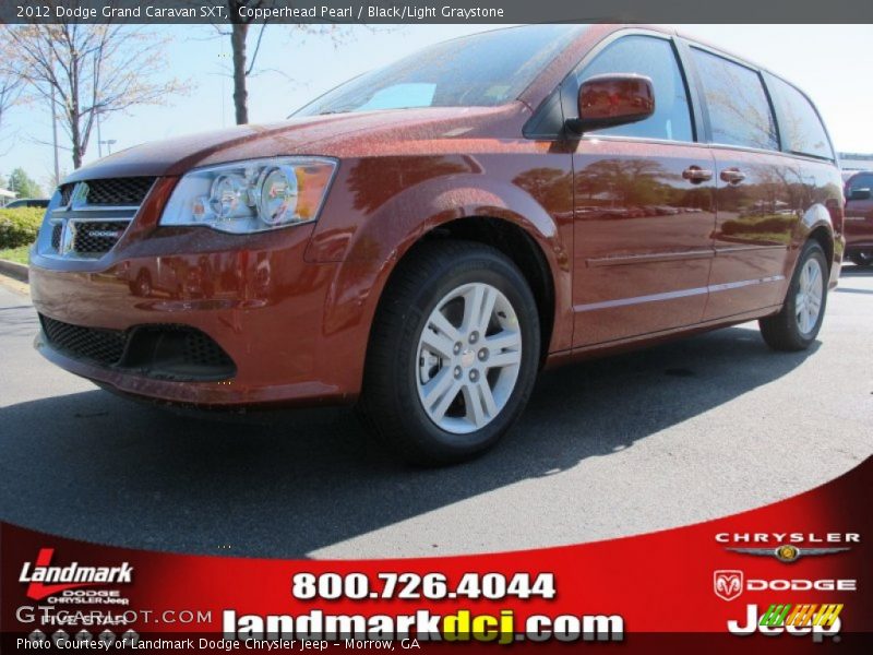 Copperhead Pearl / Black/Light Graystone 2012 Dodge Grand Caravan SXT