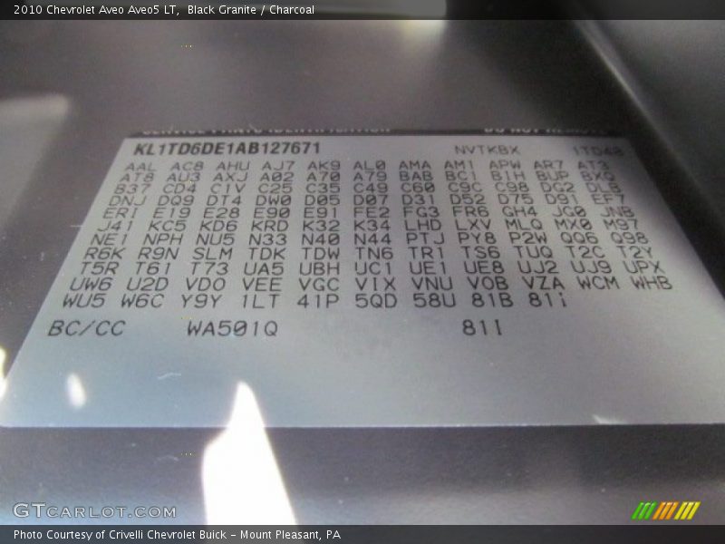 WA501Q - 2010 Chevrolet Aveo Aveo5 LT