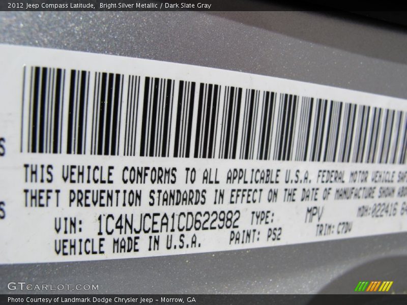 Bright Silver Metallic / Dark Slate Gray 2012 Jeep Compass Latitude