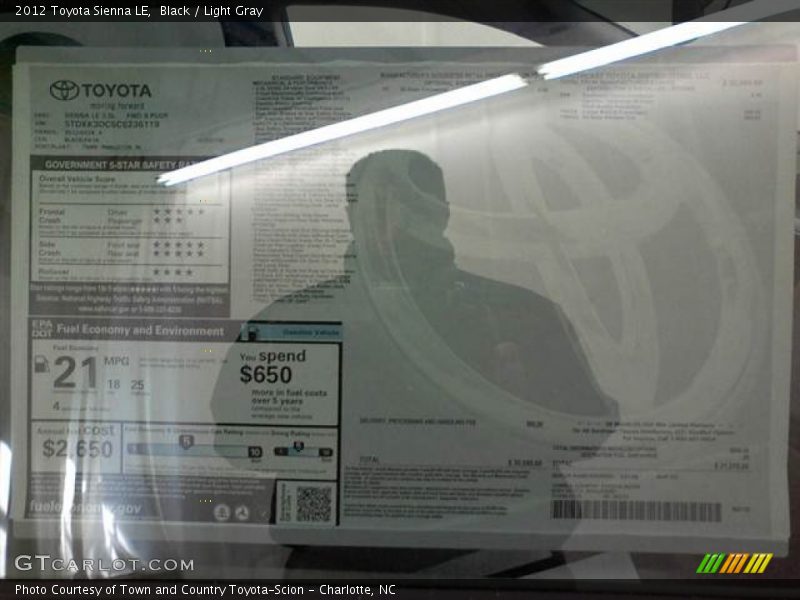 Black / Light Gray 2012 Toyota Sienna LE