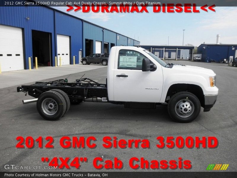 Summit White / Dark Titanium 2012 GMC Sierra 3500HD Regular Cab 4x4 Dually Chassis