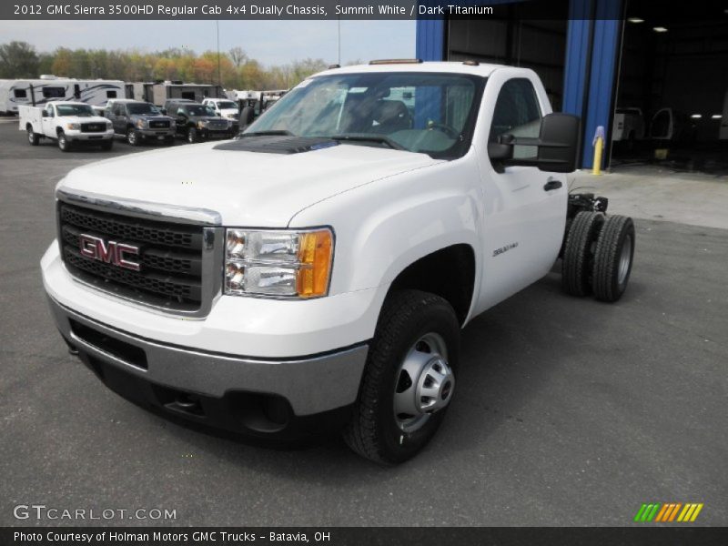 Summit White / Dark Titanium 2012 GMC Sierra 3500HD Regular Cab 4x4 Dually Chassis