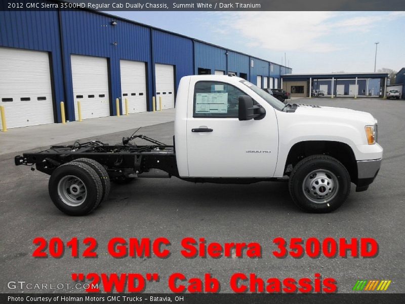 Summit White / Dark Titanium 2012 GMC Sierra 3500HD Regular Cab Dually Chassis