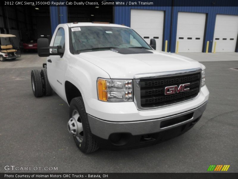 Summit White / Dark Titanium 2012 GMC Sierra 3500HD Regular Cab Dually Chassis