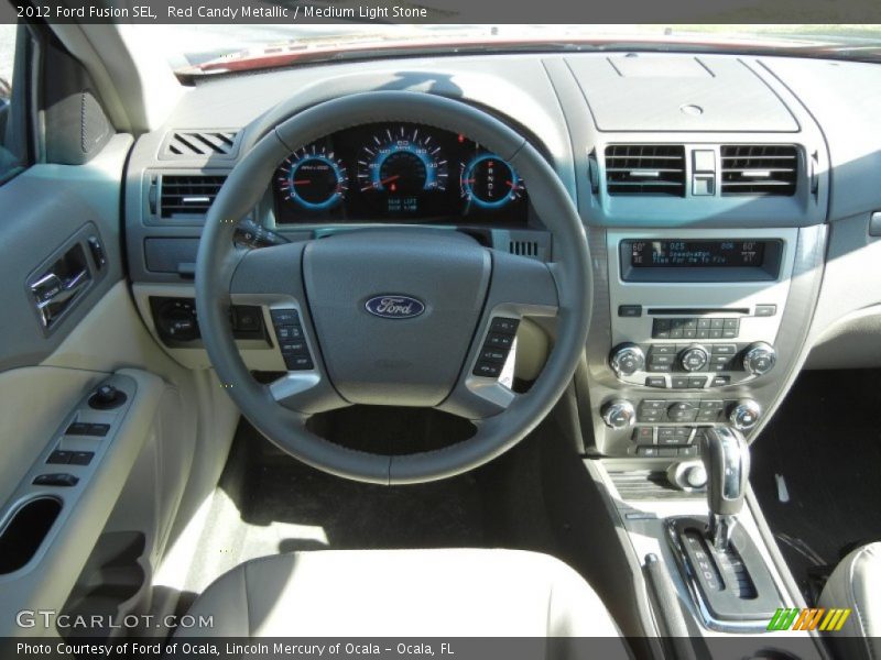 Red Candy Metallic / Medium Light Stone 2012 Ford Fusion SEL