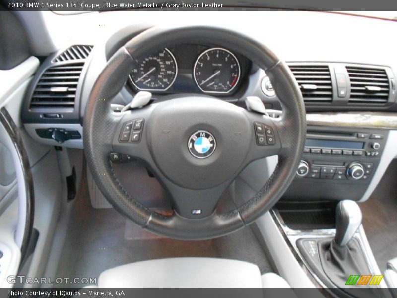 Blue Water Metallic / Gray Boston Leather 2010 BMW 1 Series 135i Coupe