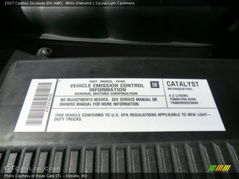 White Diamond / Cocoa/Light Cashmere 2007 Cadillac Escalade ESV AWD