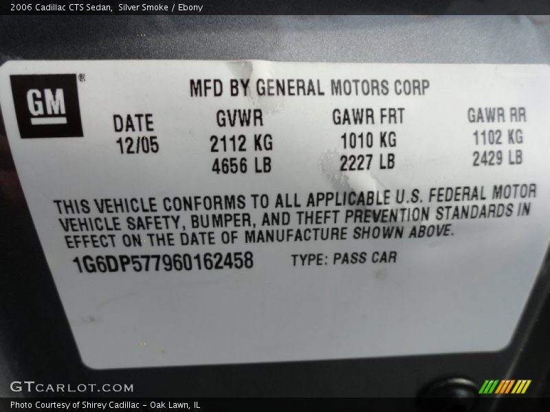 Silver Smoke / Ebony 2006 Cadillac CTS Sedan