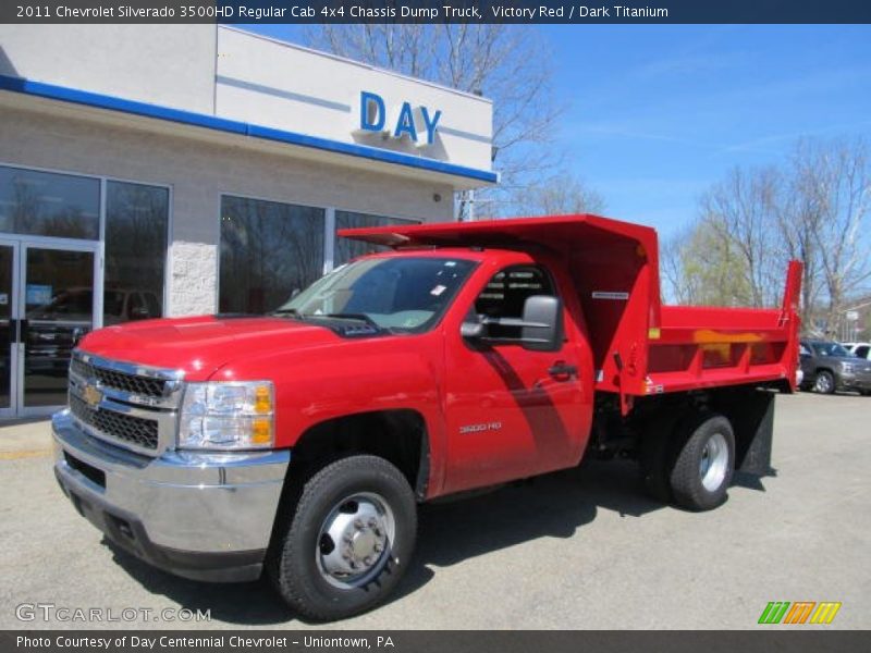 Victory Red / Dark Titanium 2011 Chevrolet Silverado 3500HD Regular Cab 4x4 Chassis Dump Truck