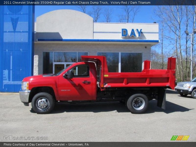 Victory Red / Dark Titanium 2011 Chevrolet Silverado 3500HD Regular Cab 4x4 Chassis Dump Truck