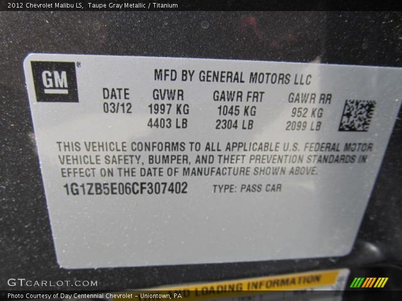 Taupe Gray Metallic / Titanium 2012 Chevrolet Malibu LS