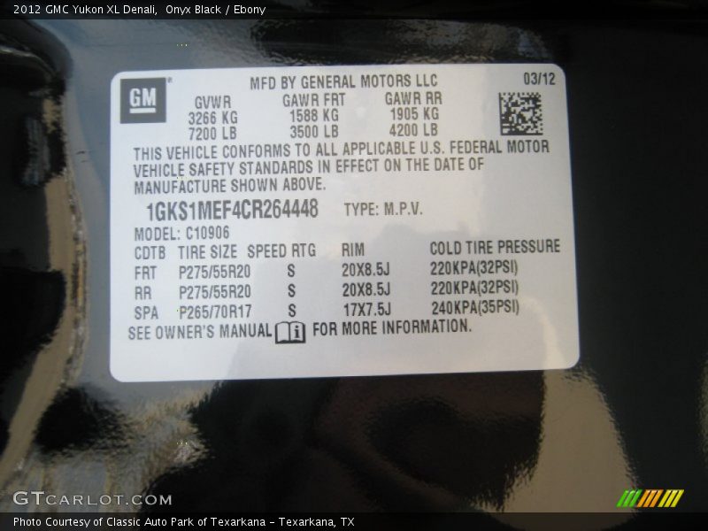 Onyx Black / Ebony 2012 GMC Yukon XL Denali