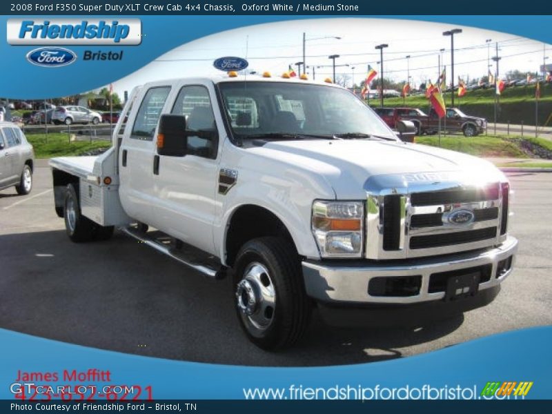 Oxford White / Medium Stone 2008 Ford F350 Super Duty XLT Crew Cab 4x4 Chassis