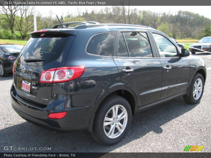 Pacific Blue Pearl / Beige 2012 Hyundai Santa Fe Limited V6 AWD