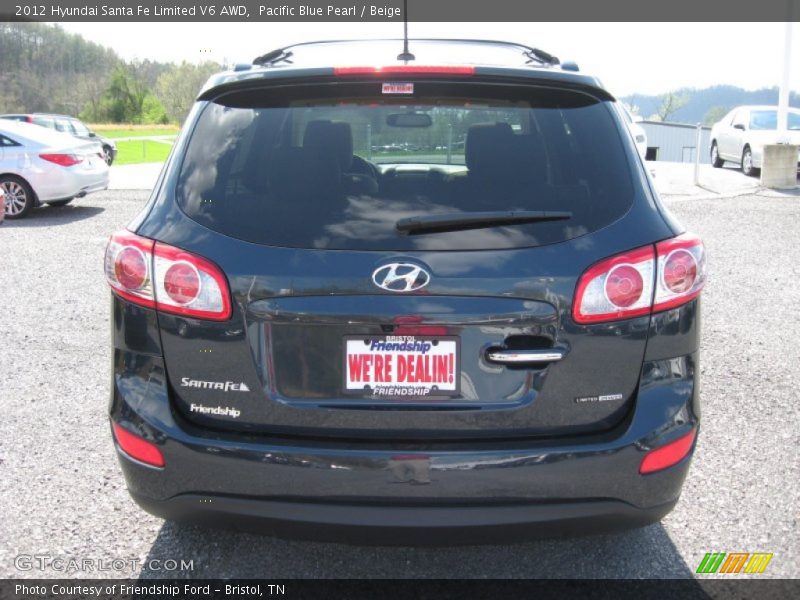 Pacific Blue Pearl / Beige 2012 Hyundai Santa Fe Limited V6 AWD