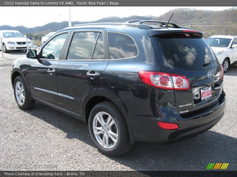 Pacific Blue Pearl / Beige 2012 Hyundai Santa Fe Limited V6 AWD