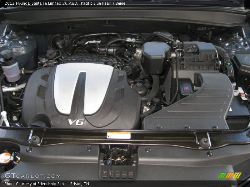 Pacific Blue Pearl / Beige 2012 Hyundai Santa Fe Limited V6 AWD