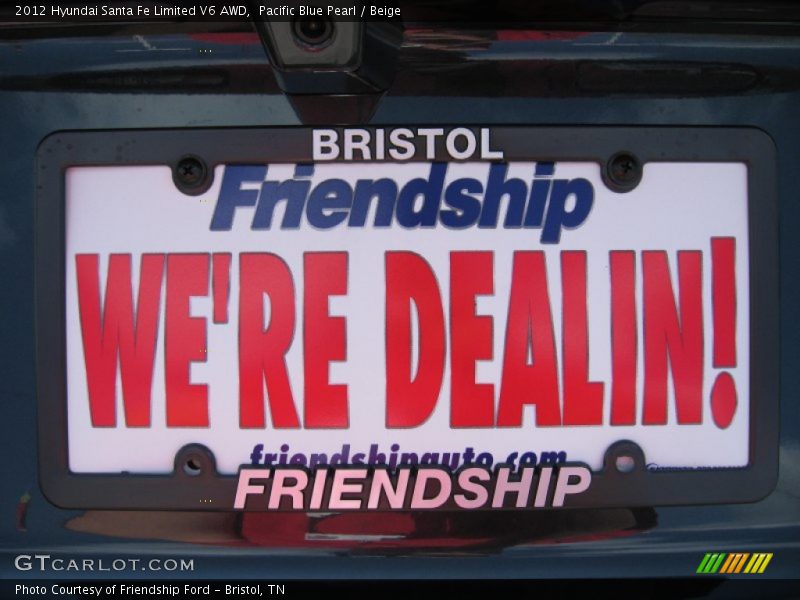 Pacific Blue Pearl / Beige 2012 Hyundai Santa Fe Limited V6 AWD