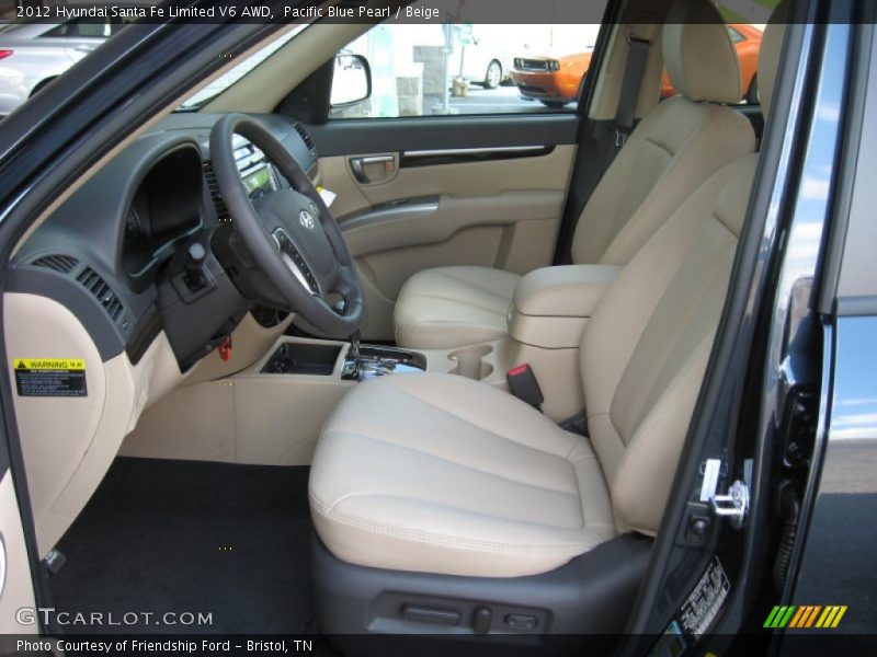 Pacific Blue Pearl / Beige 2012 Hyundai Santa Fe Limited V6 AWD