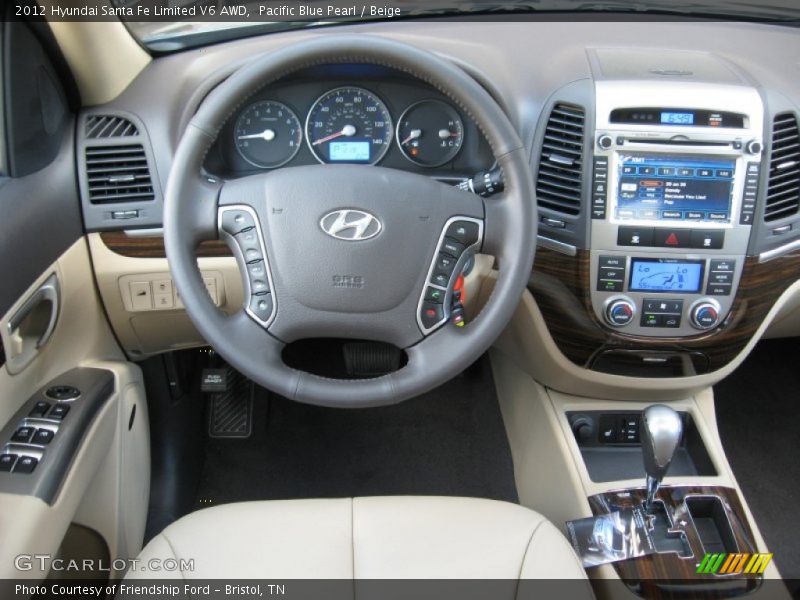 Pacific Blue Pearl / Beige 2012 Hyundai Santa Fe Limited V6 AWD