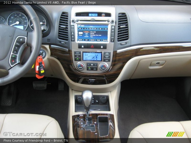 Pacific Blue Pearl / Beige 2012 Hyundai Santa Fe Limited V6 AWD