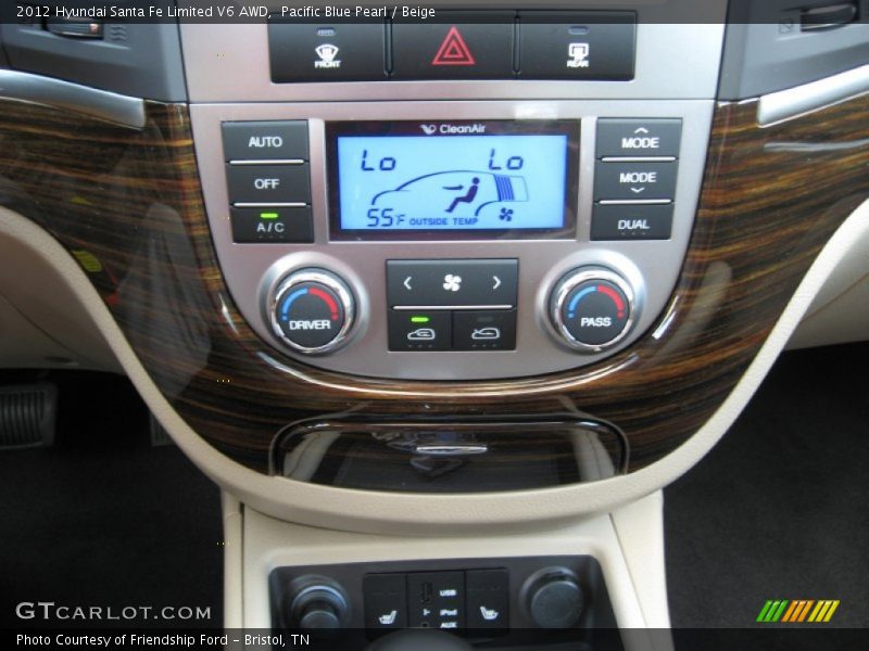 Pacific Blue Pearl / Beige 2012 Hyundai Santa Fe Limited V6 AWD
