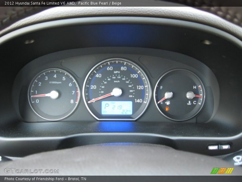 Pacific Blue Pearl / Beige 2012 Hyundai Santa Fe Limited V6 AWD