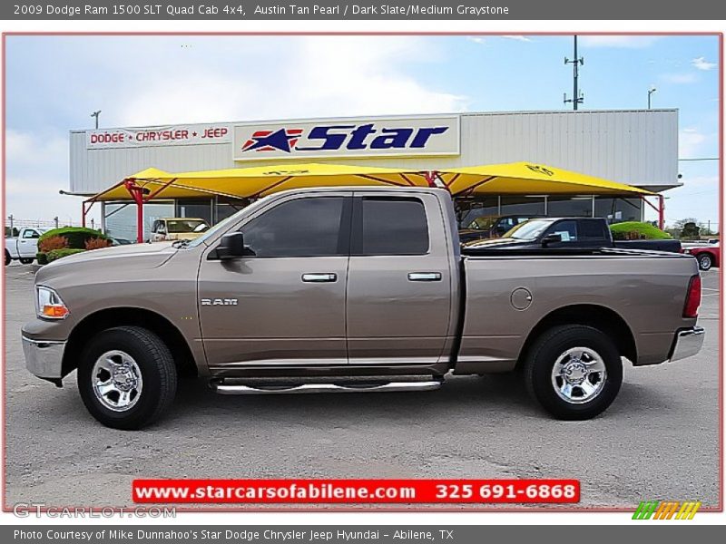 Austin Tan Pearl / Dark Slate/Medium Graystone 2009 Dodge Ram 1500 SLT Quad Cab 4x4