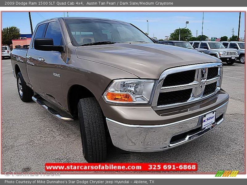 Austin Tan Pearl / Dark Slate/Medium Graystone 2009 Dodge Ram 1500 SLT Quad Cab 4x4