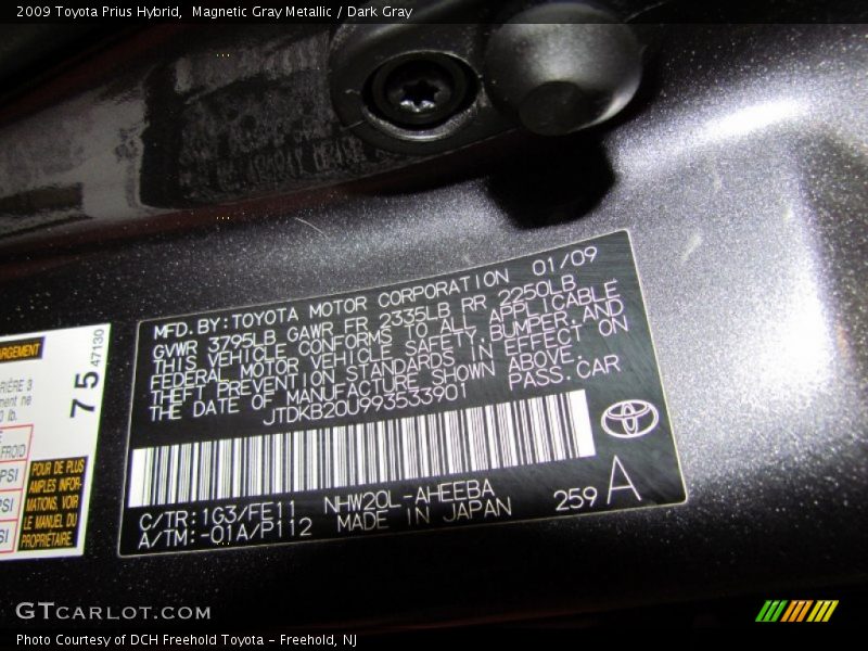 Magnetic Gray Metallic / Dark Gray 2009 Toyota Prius Hybrid