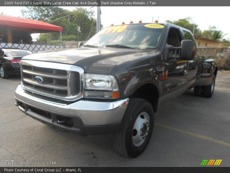 Dark Shadow Grey Metallic / Tan 2005 Ford F350 Super Duty Lariat Crew Cab 4x4 Dually