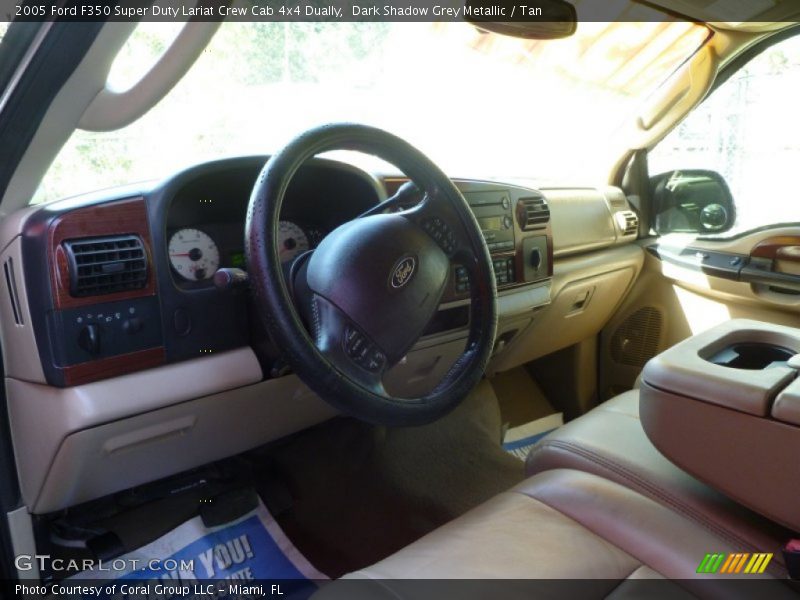 Dark Shadow Grey Metallic / Tan 2005 Ford F350 Super Duty Lariat Crew Cab 4x4 Dually