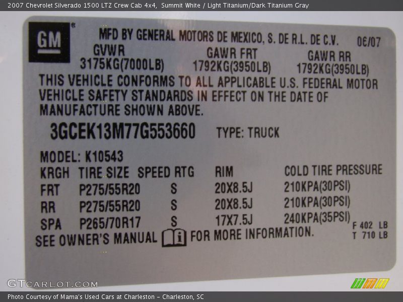 Summit White / Light Titanium/Dark Titanium Gray 2007 Chevrolet Silverado 1500 LTZ Crew Cab 4x4