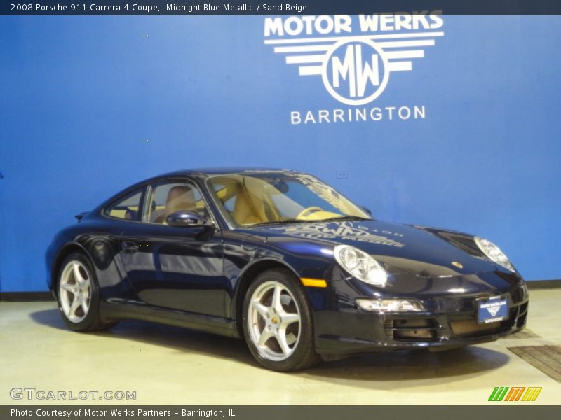 Midnight Blue Metallic / Sand Beige 2008 Porsche 911 Carrera 4 Coupe