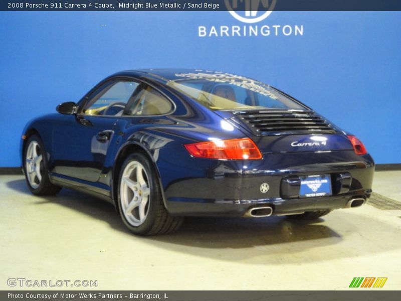 Midnight Blue Metallic / Sand Beige 2008 Porsche 911 Carrera 4 Coupe