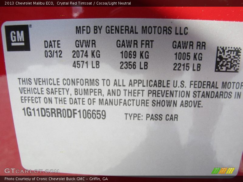 Crystal Red Tintcoat / Cocoa/Light Neutral 2013 Chevrolet Malibu ECO