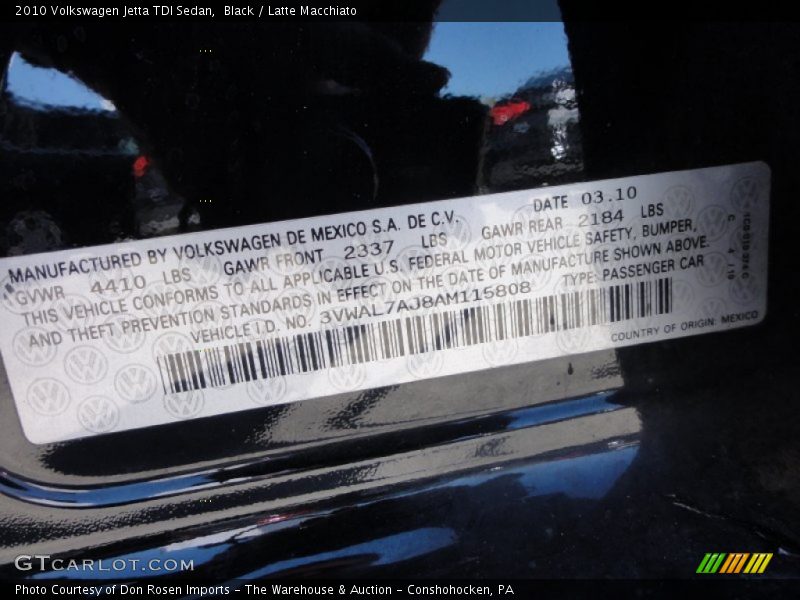 Black / Latte Macchiato 2010 Volkswagen Jetta TDI Sedan