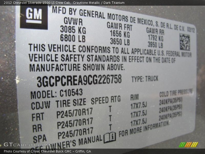 Graystone Metallic / Dark Titanium 2012 Chevrolet Silverado 1500 LS Crew Cab