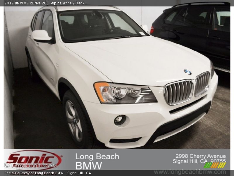 Alpine White / Black 2012 BMW X3 xDrive 28i