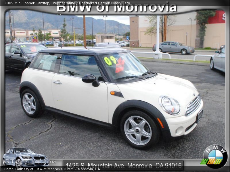 Pepper White / Checkered Carbon Black/Black 2009 Mini Cooper Hardtop