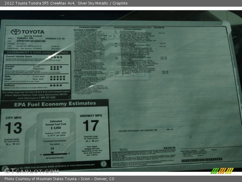 Silver Sky Metallic / Graphite 2012 Toyota Tundra SR5 CrewMax 4x4