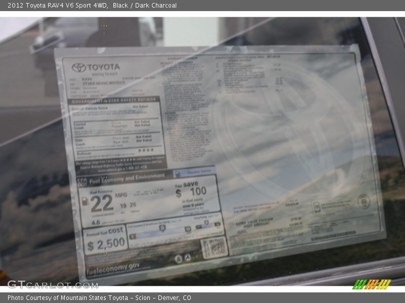 Black / Dark Charcoal 2012 Toyota RAV4 V6 Sport 4WD