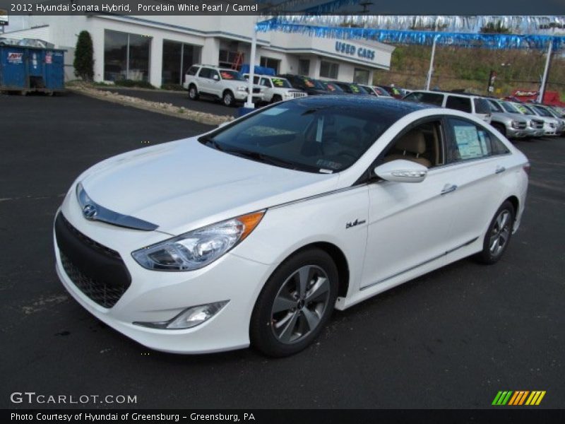 Porcelain White Pearl / Camel 2012 Hyundai Sonata Hybrid