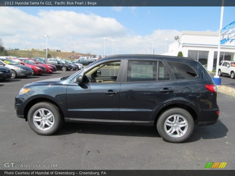 Pacific Blue Pearl / Beige 2012 Hyundai Santa Fe GLS