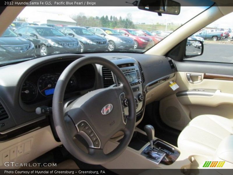 Pacific Blue Pearl / Beige 2012 Hyundai Santa Fe GLS